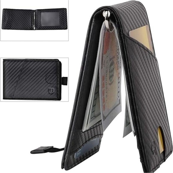 RFID Minimalist Bifold Slim Wallet with Money Clip 6 CC slots & 1 ID Win… - Picture 6 of 9